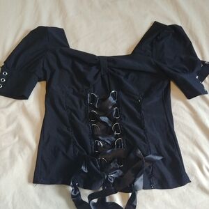 Chic Black Lace-Up Top